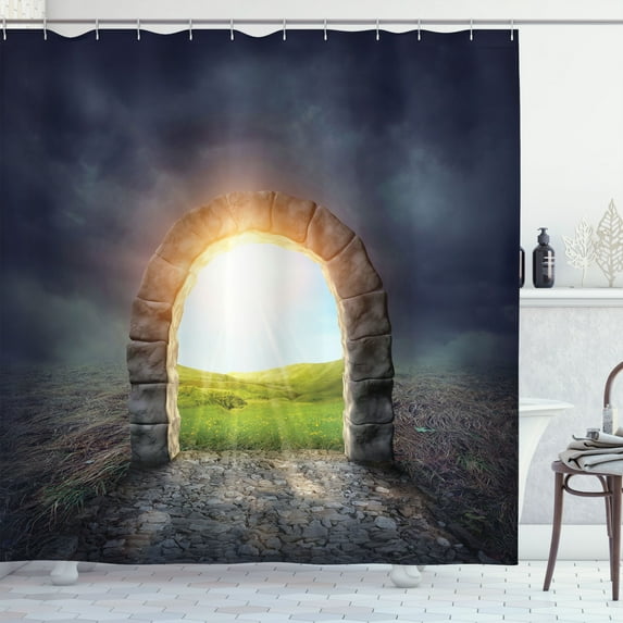 Ambesonne Nature Shower Curtain, Greenland Wildflowers, 69"Wx84"L, Green Yellow