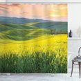 thumbnail image 1 of Ambesonne Nature Shower Curtain, Hills Valley Sunrise, 69"Wx75"L, Yellow Green, 1 of 5