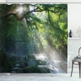thumbnail image 1 of Ambesonne Nature Shower Curtain, Jungle Sunlight Trees, 69"Wx75"L, Green White, 1 of 5