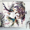 thumbnail image 1 of Ambesonne Nature Shower Curtain, Lily Birds Watercolor, 69"Wx70"L, Orange and Blue, 1 of 3