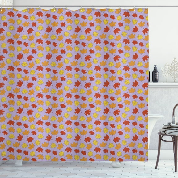 Ambesonne Nature Shower Curtain, Minimalist Autumn Leaves Art, 69"Wx70"L, Pale Lavender and Apricot
