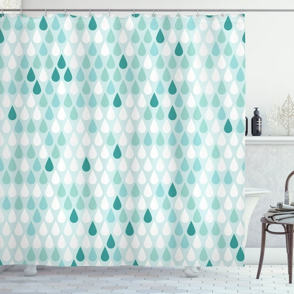 Ambesonne Nature Shower Curtain, Minimalist Drops Pattern Art, 69"Wx84"L, Dark Seafoam