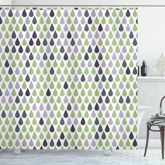 Ambesonne Nature Shower Curtain, Minimalist Rain Drops Print, 69"Wx70"L, Pale Mauve