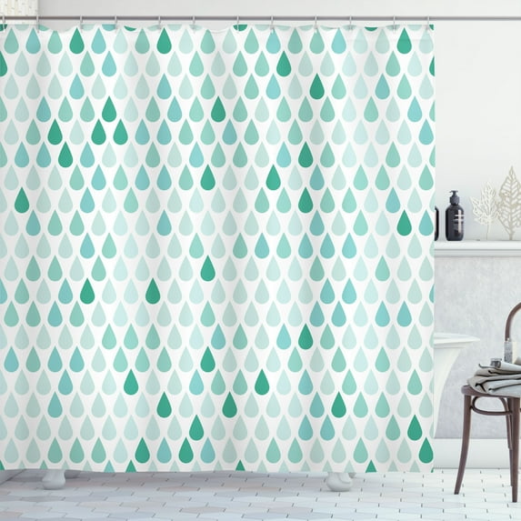 Ambesonne Nature Shower Curtain, Minimalist Rain Drops Print, 69"Wx70"L, Sea Green