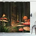thumbnail image 1 of Ambesonne Nature Shower Curtain, Mushrooms Dark Forest, 69"Wx75"L, Green Brown and Red, 1 of 5