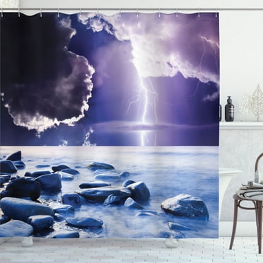 Ambesonne Nature Shower Curtain, Mystic Dark Sky Scenery, 69"Wx75"L, Blue Purple