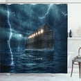 thumbnail image 1 of Ambesonne Nature Shower Curtain, Old Wood Boat Dramatic, 69"Wx70"L, Blue Brown, 1 of 5