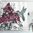 thumbnail image 1 of Ambesonne Nature Shower Curtain, Orchids and Hummingbird, 69"Wx84"L, Burgundy, 1 of 5