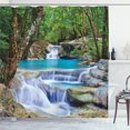 thumbnail image 1 of Ambesonne Nature Shower Curtain, Rocks in Waterfall Lake, 69"Wx84"L, Green Blue and Brown, 1 of 4