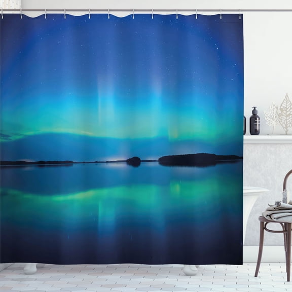 Ambesonne Nature Shower Curtain, Sky Scenery Lake, 69"Wx70"L, Violet Blue
