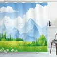 thumbnail image 1 of Ambesonne Nature Shower Curtain, Summer Meadow with Daisy, 69"Wx75"L, Lime Green Pale Blue, 1 of 3