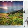 thumbnail image 1 of Ambesonne Nature Shower Curtain, Summer Scene Flowers, 69"Wx84"L, Pink Green Blue, 1 of 2