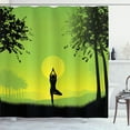 thumbnail image 1 of Ambesonne Nature Shower Curtain, Sunset Sky in Forest, 69"Wx70"L, Green Black Yellow, 1 of 5