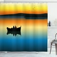 thumbnail image 1 of Ambesonne Nature Shower Curtain, Sunset at Lake Fishing, 69"Wx84"L, Orange Blue, 1 of 3