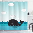 thumbnail image 1 of Ambesonne Nature Shower Curtain, Whale in Wavy Ocean, 69"Wx70"L, Black and Blue, 1 of 5