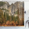 thumbnail image 1 of Ambesonne Nature Shower Curtain, Yosemite Falls Trees, 69"Wx84"L, Orange Green, 1 of 5