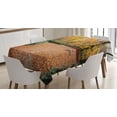 thumbnail image 1 of Ambesonne Nature Tablecloth Rectangular Table Cover, Autumn Forest Trees Fall, 60"x90", Hunter Green Marigold, 1 of 3