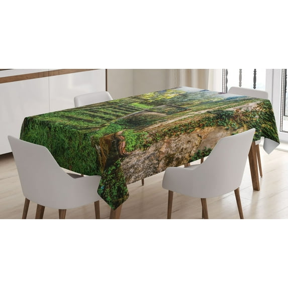 Ambesonne Nature Tablecloth Rectangular Table Cover, Floral Ivy Theme, 60"x84", Multicolor