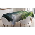 thumbnail image 1 of Ambesonne Nature Tablecloth Rectangular Table Cover, Jungle Sunlight Trees, 52"x70", Green White, 1 of 4
