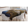 thumbnail image 1 of Ambesonne Nature Tablecloth Rectangular Table Cover, Lake Mountain Sunset, 60"x84", Navy Brown, 1 of 4