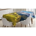 thumbnail image 1 of Ambesonne Nature Tablecloth Rectangular Table Cover, Morning at Countryside, 60"x84", Grey and Green, 1 of 3