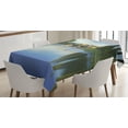 thumbnail image 1 of Ambesonne Nature Tablecloth Rectangular Table Cover, River Bridge Town Trees, 60"x90", Green Blue, 1 of 4