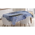thumbnail image 1 of Ambesonne Nature Tablecloth Rectangular Table Cover, Snowy Mountain Winter, 52"x70", White Green, 1 of 3