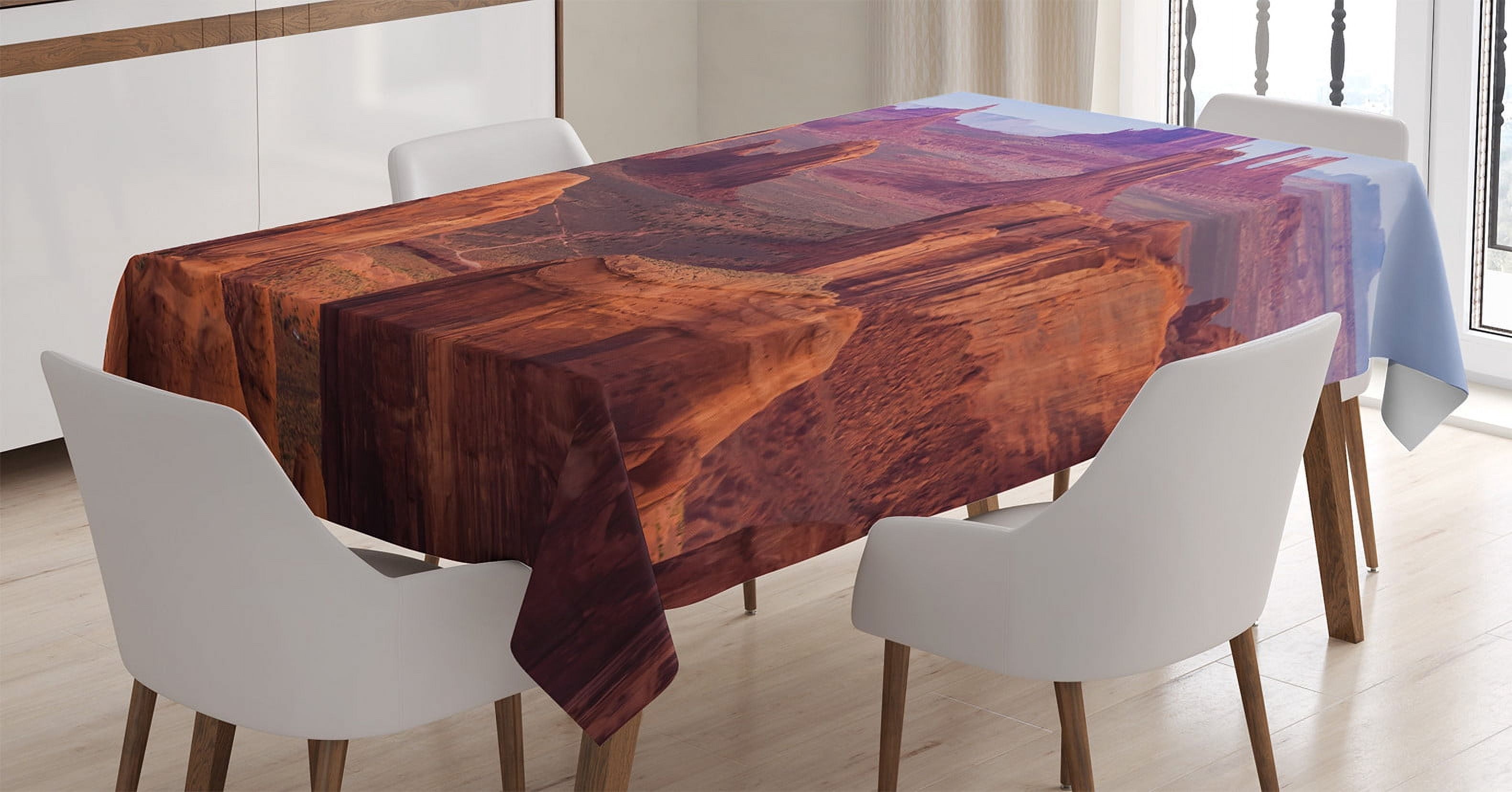 Ambesonne Nature Tablecloth Rectangular Table Cover, South American Scenery, 52"x70", Brown Blue