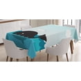 thumbnail image 1 of Ambesonne Nature Tablecloth Rectangular Table Cover, Whale in Wavy Ocean, 60"x90", Black and Blue, 1 of 3