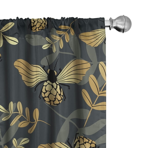 Ambesonne Nature Themed Curtains, Bumblebee Exotic Art, Pair of 28"x84", Purpleblue Sand Brown
