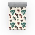 thumbnail image 1 of Ambesonne Nature Themed Fitted Sheet, Boho Tribal Butterfly, Queen Size, Teal Dark Pink Cream, 1 of 5
