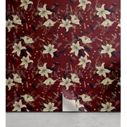 Ambesonne, Nature Themed Peel & Stick Wallpaper for Home, Floral Romance Vibes, 13"x72", Ruby Champagne
