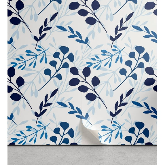 Ambesonne, Nature Themed Peel & Stick Wallpaper for Home, Modern Leaves Meadow, 13"x72", White Dark Lavender