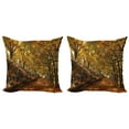 thumbnail image 1 of Ambesonne Nature Throw Pillow Cover 2 Pack, Autumn Foliage Forest, 24", Brown Amber Marigold, 1 of 2