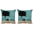 thumbnail image 1 of Ambesonne Nature Throw Pillow Cover 2 Pack, Boy and Girl Under a Tree, 24", Pale Brown Seafoam Black, 1 of 2