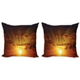thumbnail image 1 of Ambesonne Nature Throw Pillow Cover 2 Pack, Burning Sunset, 20", Orange, 1 of 6