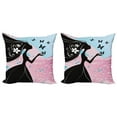thumbnail image 1 of Ambesonne Nature Throw Pillow Cover 2 Pack, Butterfly Floral Head, 18", Black Pale Pink Sky Blue, 1 of 2