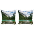 thumbnail image 1 of Ambesonne Nature Throw Pillow Cover 2 Pack, Canada Ohara Lake Wiev, 20", Multicolor, 1 of 2