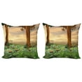 thumbnail image 1 of Ambesonne Nature Throw Pillow Cover 2 Pack, Enchanted Woods Sunset, 18", Multicolor, 1 of 2