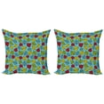 thumbnail image 1 of Ambesonne Nature Throw Pillow Cover 2 Pack, Falling Leaves on Blue, 24", Multicolor, 1 of 2