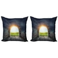 thumbnail image 1 of Ambesonne Nature Throw Pillow Cover 2 Pack, Greenland Wildflowers, 16", Green Yellow, 1 of 6