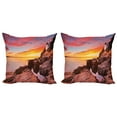 thumbnail image 1 of Ambesonne Nature Throw Pillow Cover 2 Pack, Harbor Sea Shore Sky, 18", Multicolor, 1 of 2