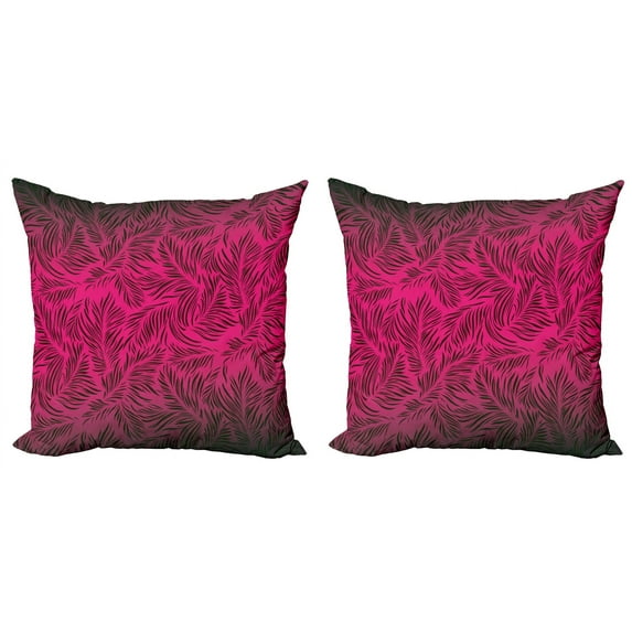 Ambesonne Nature Throw Pillow Cover 2 Pack, Hawaiian Island Palms, 20", Magenta Black