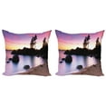 thumbnail image 1 of Ambesonne Nature Throw Pillow Cover 2 Pack, Landscape Lake Tahoe, 20", Dark Brown Peach, 1 of 7