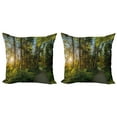 thumbnail image 1 of Ambesonne Nature Throw Pillow Cover 2 Pack, National Park Trees Path, 18", Blue Green, 1 of 7