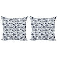 thumbnail image 1 of Ambesonne Nature Throw Pillow Cover 2 Pack, Ornament Nautical Creatures, 24", Indigo White, 1 of 2