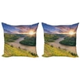 thumbnail image 1 of Ambesonne Nature Throw Pillow Cover 2 Pack, Rising Sun Calm River, 16", Multicolor, 1 of 5
