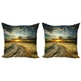 thumbnail image 1 of Ambesonne Nature Throw Pillow Cover 2 Pack, Road Field with Ripe, 24", Multicolor, 1 of 2