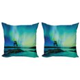 thumbnail image 1 of Ambesonne Nature Throw Pillow Cover 2 Pack, Rocky Stone River, 16", Teal Blue Lime Green, 1 of 2