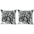 thumbnail image 1 of Ambesonne Nature Throw Pillow Cover 2 Pack, Spooky Black Tree Branch, 16", Black and White, 1 of 2